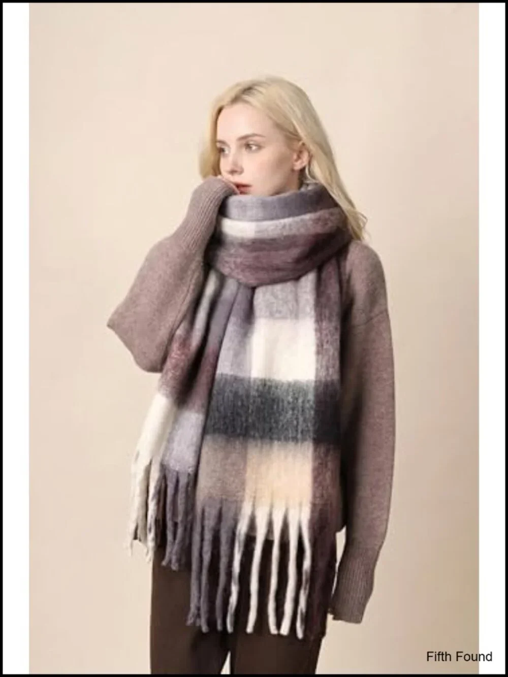 Oversized Chunky Checked Blanket Scarf Winter Wrap Shawl